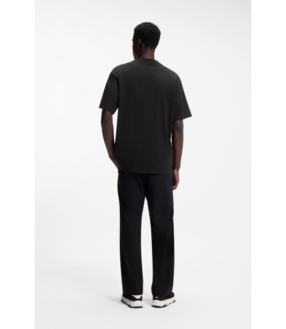 Hugo Embroidered Logo T Shirt In Cotton Jersey Black
