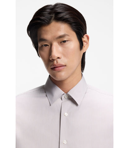 Boss Striped Relaxed Fit Shirt In Cotton Poplin Khaki