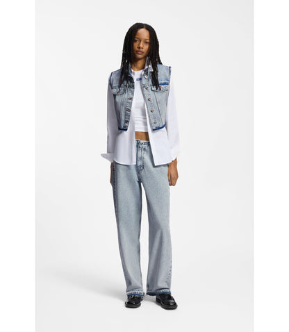 Hugo Cropped Sleeveless Vest In Azure Blue Denim Light Blue Women's