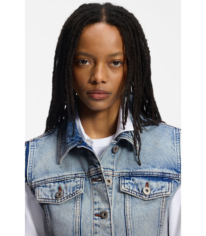 Hugo Cropped Sleeveless Vest In Azure Blue Denim Light Blue Women's