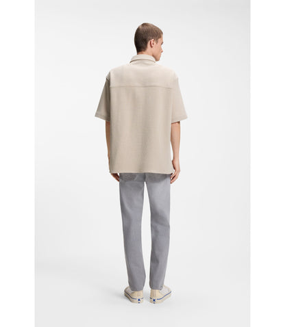 Hugo Relaxed Fit Shirt In A Waffle Structured Cotton White