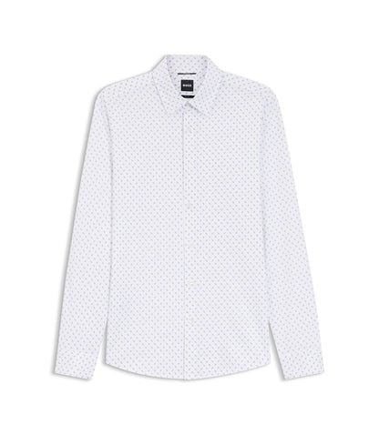 Boss Printed Slim Fit Shirt In A Cotton Blend Light Purple