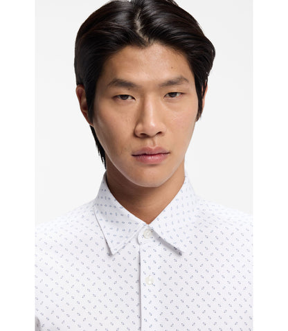 Boss Printed Slim Fit Shirt In A Cotton Blend Light Purple