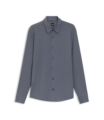Boss Slim Fit Shirt In Italian Made Performance Stretch Jersey Dark Blue