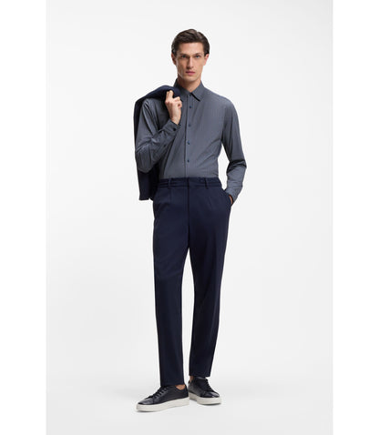 Boss Slim Fit Shirt In Italian Made Performance Stretch Jersey Dark Blue