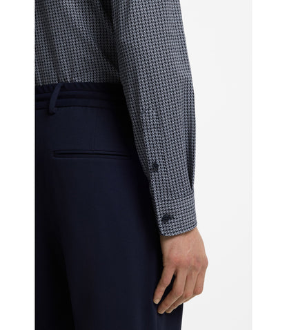 Boss Slim Fit Shirt In Italian Made Performance Stretch Jersey Dark Blue