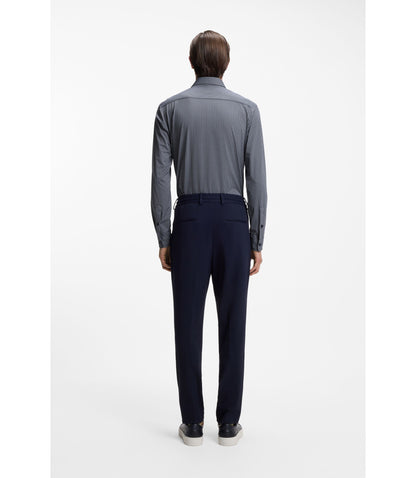 Boss Slim Fit Shirt In Italian Made Performance Stretch Jersey Dark Blue