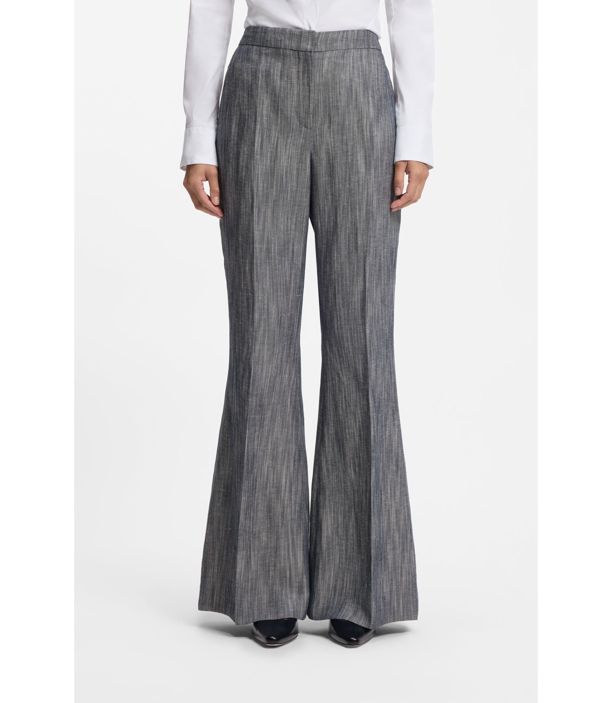 Boss Regular Fit Trousers In Melange Denim Patterned Women's
