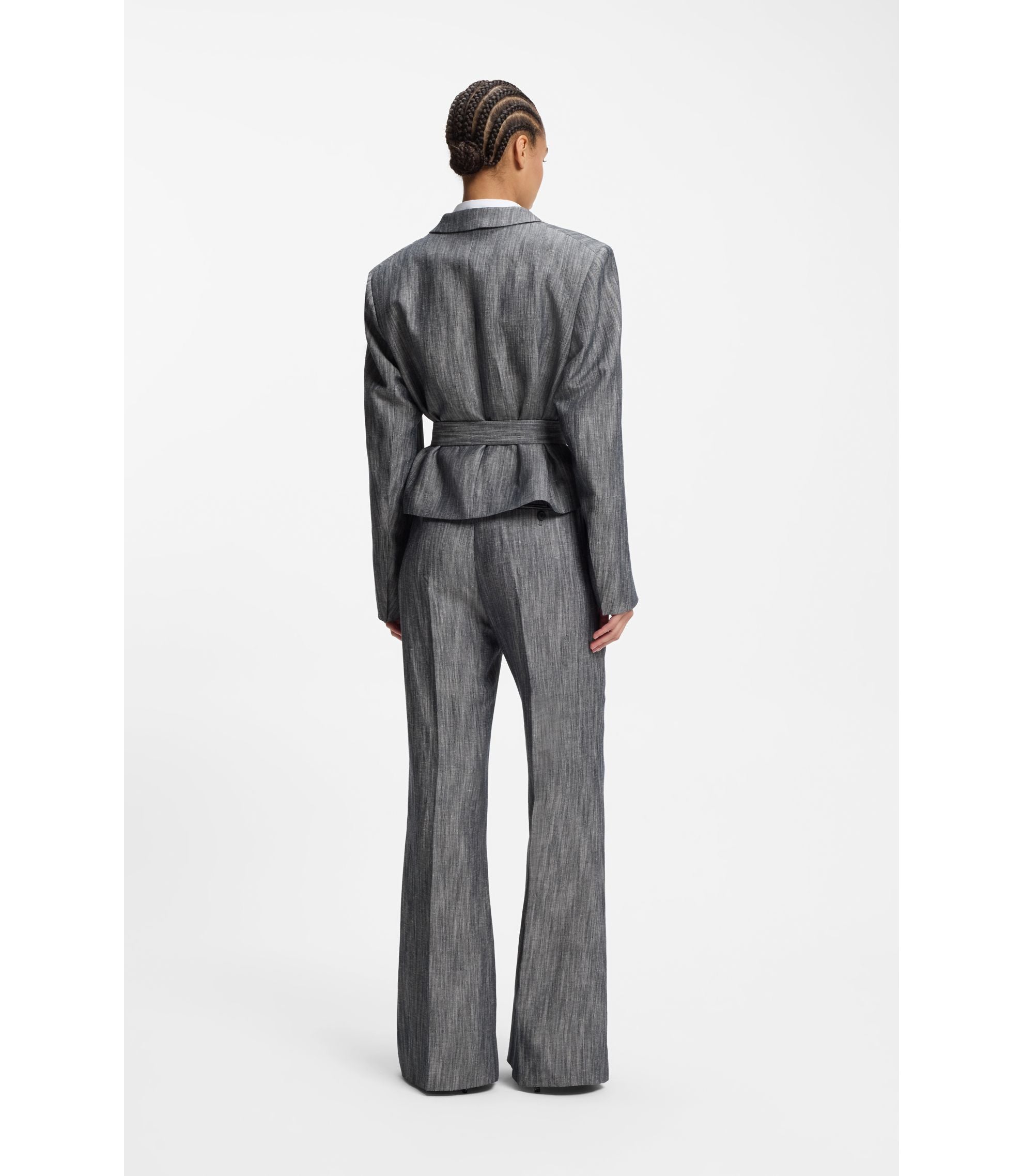 Boss Regular Fit Trousers In Melange Denim Patterned Women's