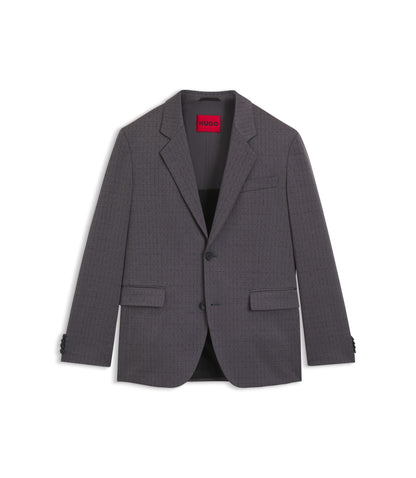 Hugo Checked Modern Fit Jacket In Stretch Cloth Dark Grey