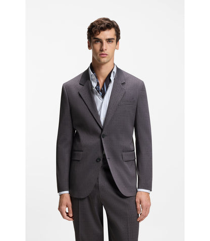 Hugo Checked Modern Fit Jacket In Stretch Cloth Dark Grey