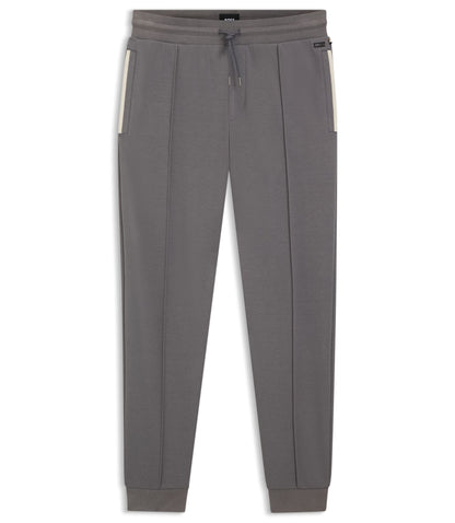 Boss Contrast Binding Tracksuit Bottoms In A Cotton Blend Dark Grey