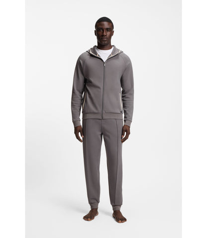 Boss Contrast Binding Tracksuit Bottoms In A Cotton Blend Dark Grey