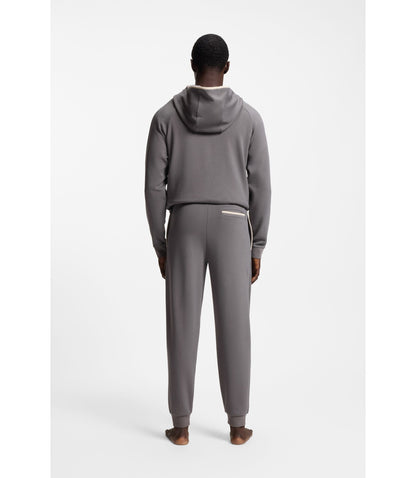 Boss Contrast Binding Tracksuit Bottoms In A Cotton Blend Dark Grey