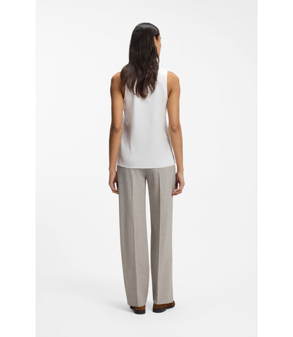 Boss Sleeveless Top In Stretch Silk White Women's