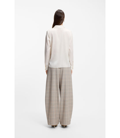 Boss Regular Fit Blouse In Stretch Silk White Women's