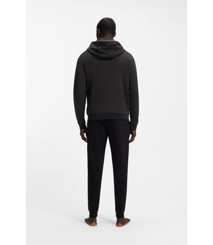 Boss Contrast Binding Zip Up Hoodie In A Cotton Blend Black