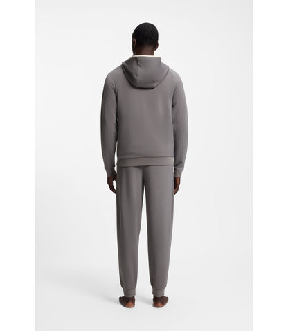 Boss Contrast Binding Zip Up Hoodie In A Cotton Blend Dark Grey