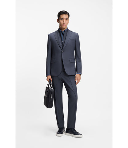 Boss Three Piece Slim Fit Suit With Zip Waistcoat Light Blue