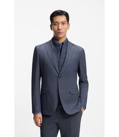 Boss Three Piece Slim Fit Suit With Zip Waistcoat Light Blue