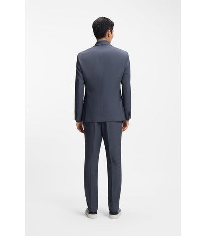 Boss Three Piece Slim Fit Suit With Zip Waistcoat Light Blue