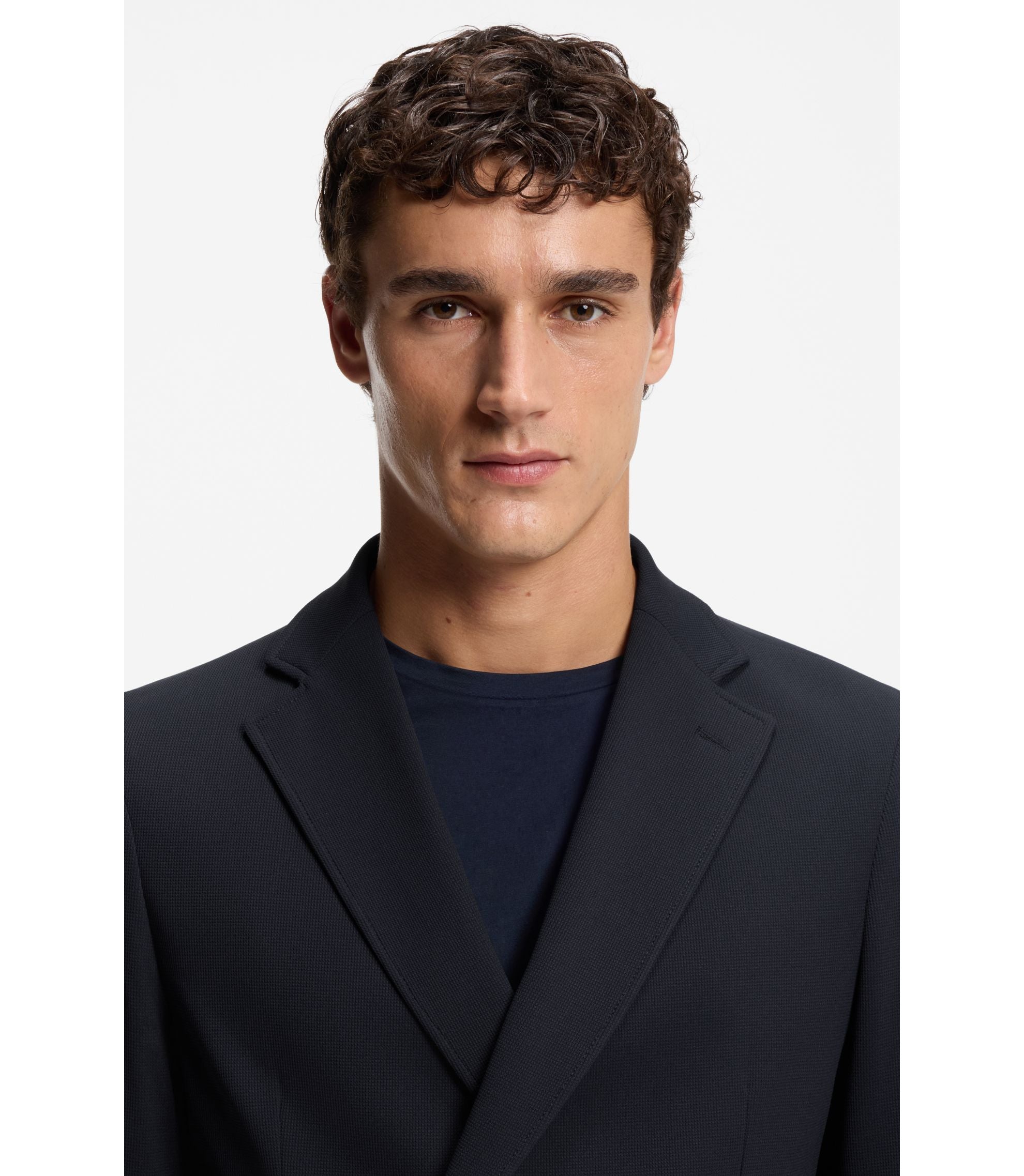 Boss Two Piece Slim Fit Suit In Performance Stretch Fabric Dark Blue