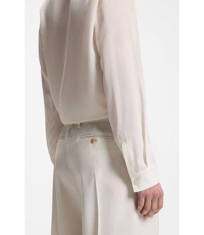 Boss Relaxed Fit Blouse In Sandwashed Silk White Women's