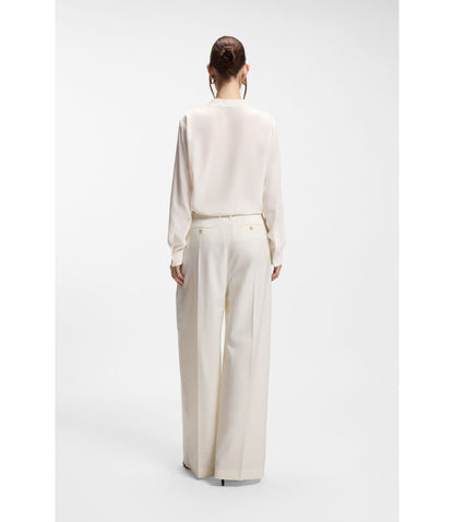 Boss Relaxed Fit Blouse In Sandwashed Silk White Women's