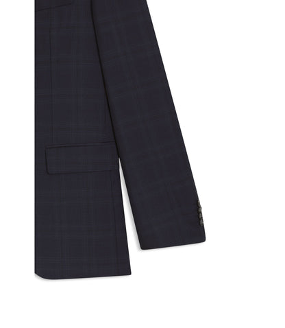 Boss Two Piece Regular Fit Suit In Checked Virgin Wool Dark Blue