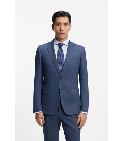 Boss Micro Patterned Two Piece Slim Fit Suit In Stretch Cloth Light Blue
