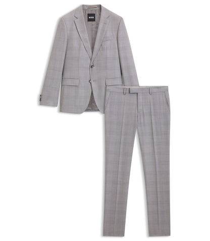 Boss Two Piece Slim Fit Suit In Virgin Wool And Silk Silver