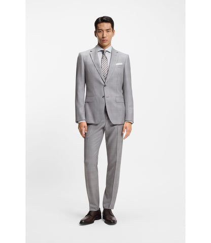 Boss Two Piece Slim Fit Suit In Virgin Wool And Silk Silver