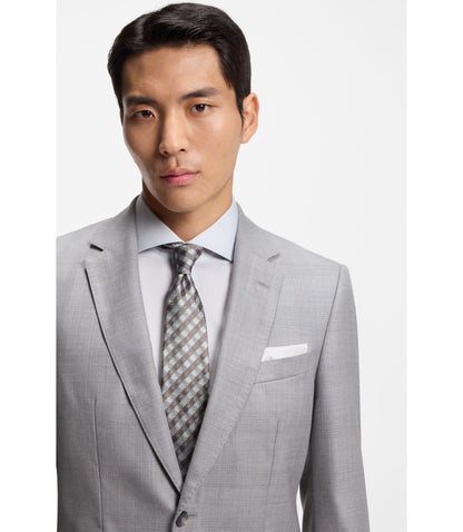 Boss Two Piece Slim Fit Suit In Virgin Wool And Silk Silver