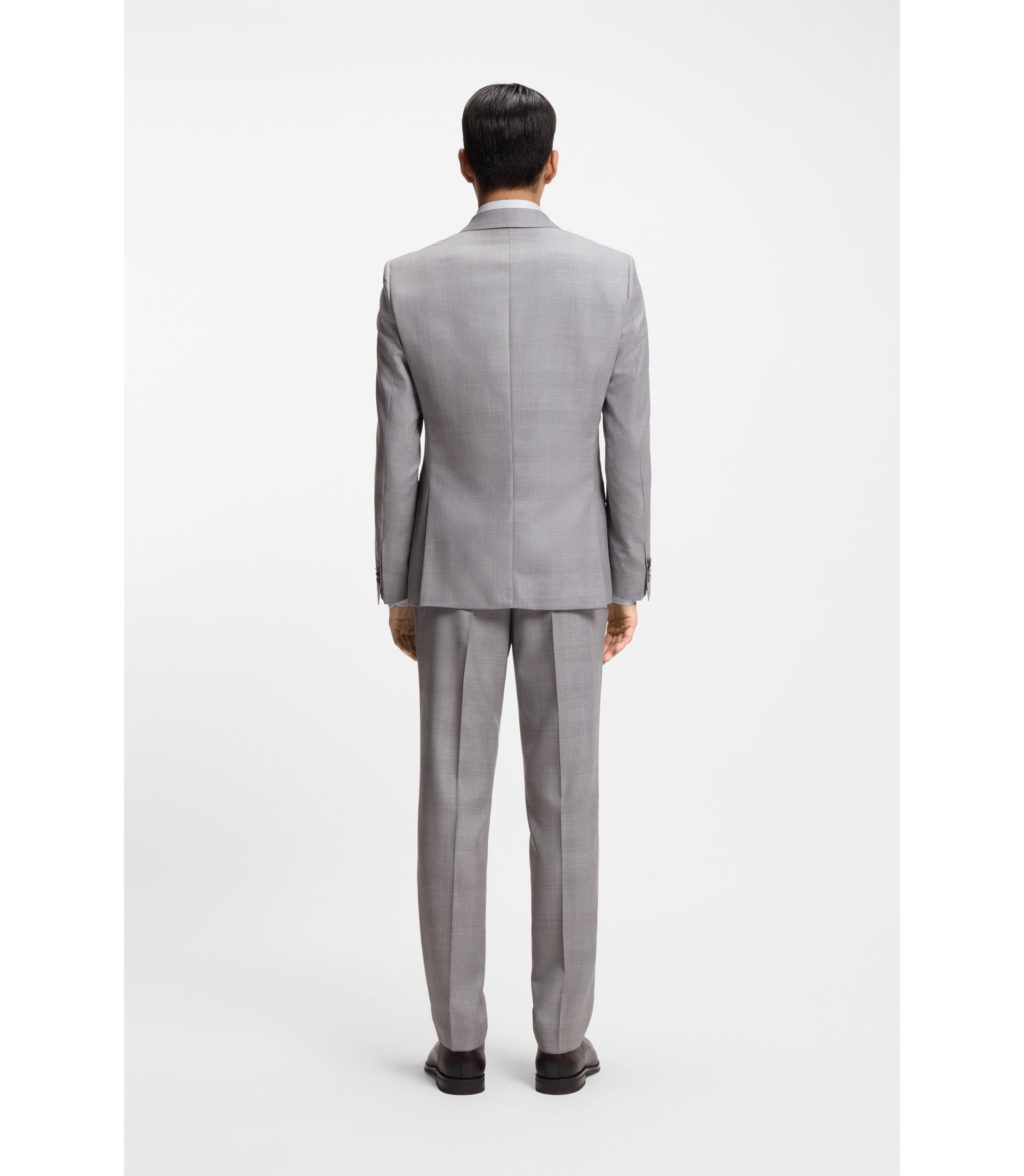 Boss Two Piece Slim Fit Suit In Virgin Wool And Silk Silver