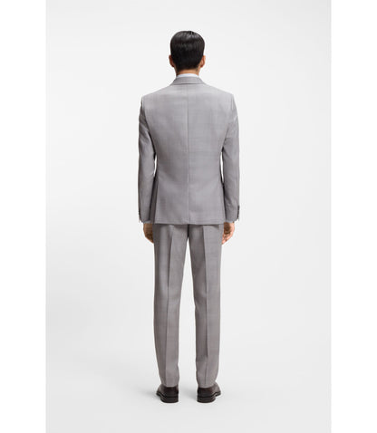 Boss Two Piece Slim Fit Suit In Virgin Wool And Silk Silver
