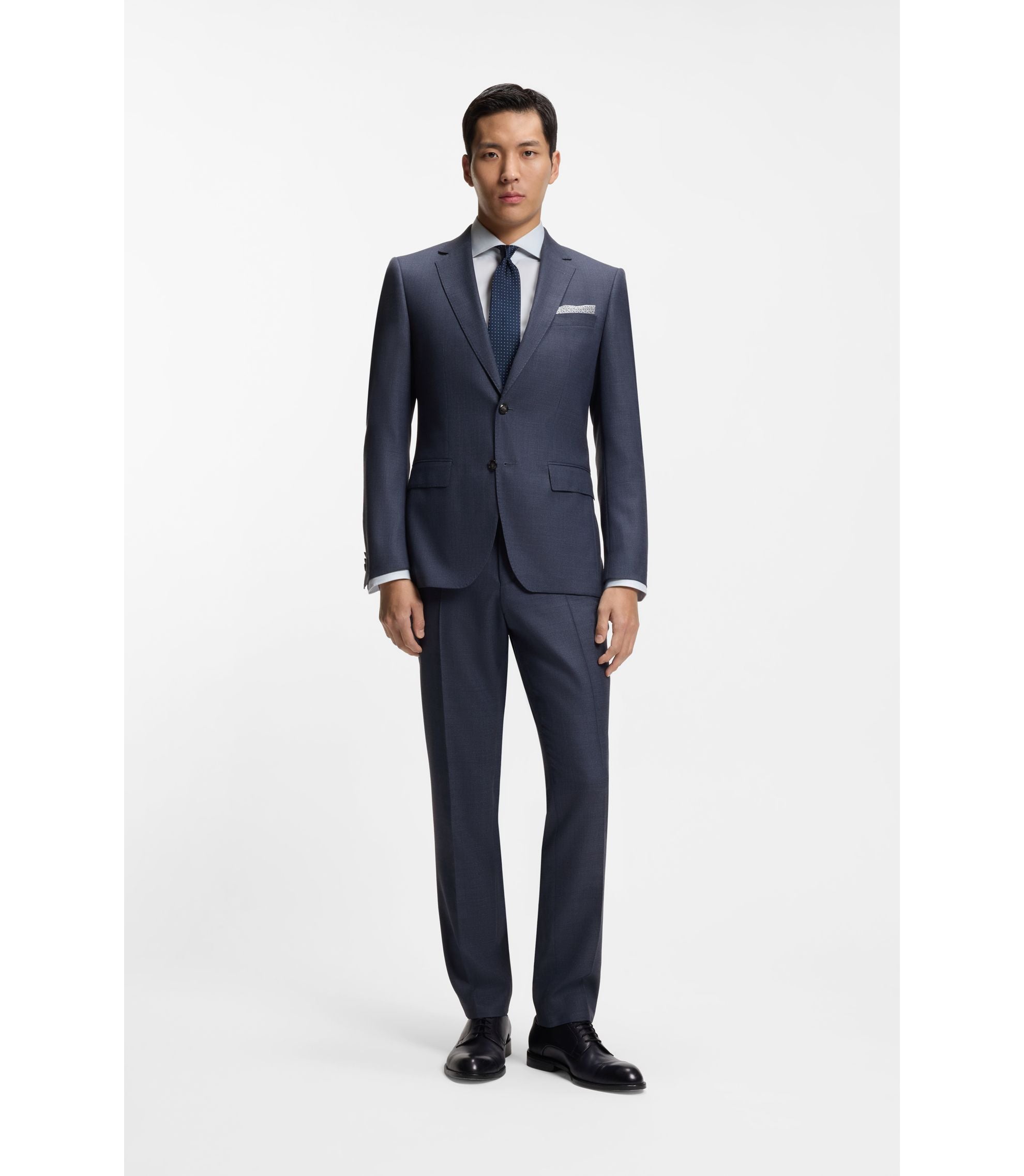 Boss Two Piece Slim Fit Suit In Virgin Wool And Silk Light Blue