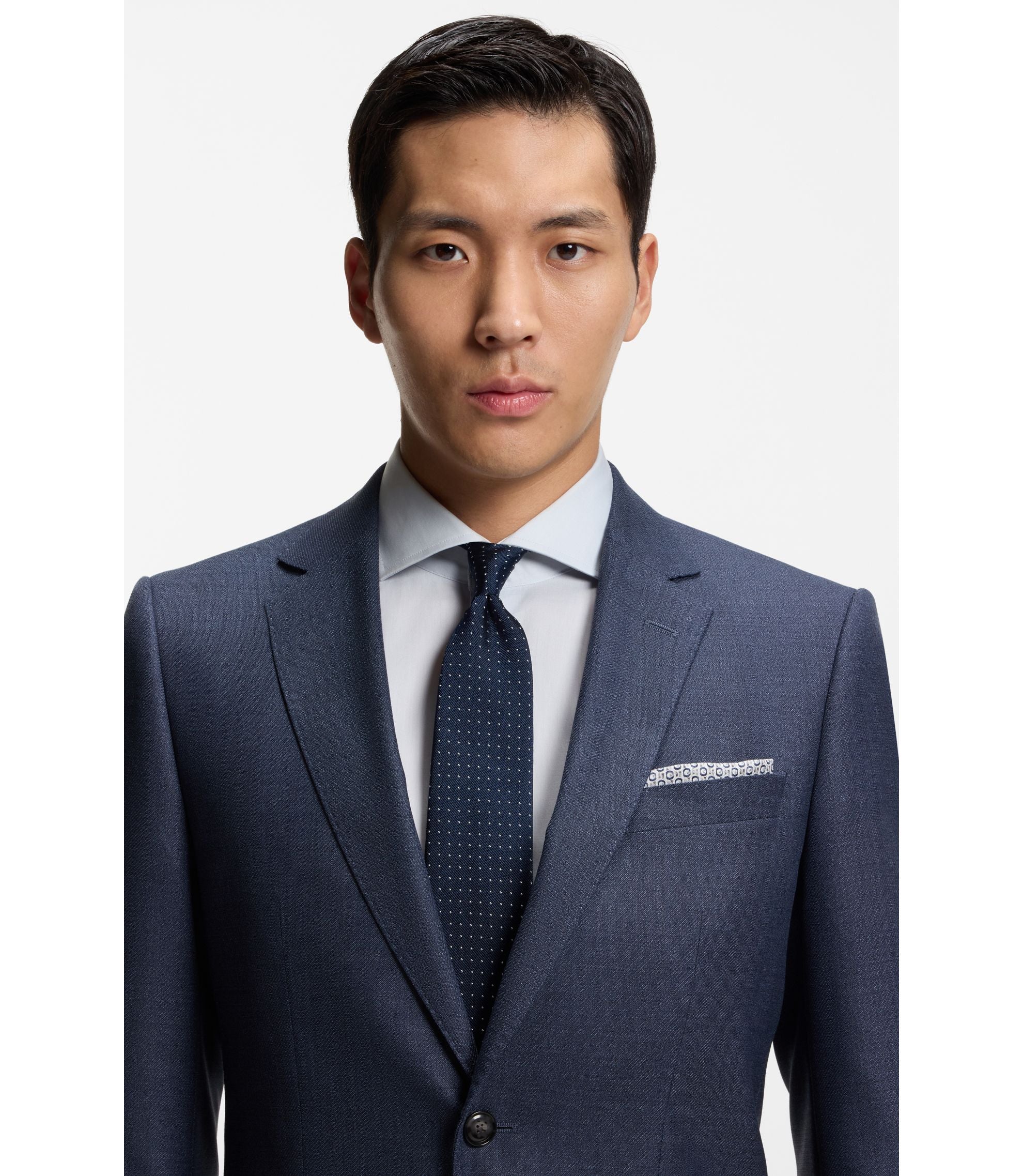 Boss Two Piece Slim Fit Suit In Virgin Wool And Silk Light Blue