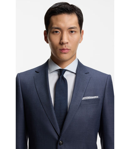 Boss Two Piece Slim Fit Suit In Virgin Wool And Silk Light Blue
