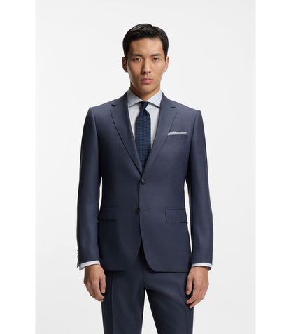 Boss Two Piece Slim Fit Suit In Virgin Wool And Silk Light Blue