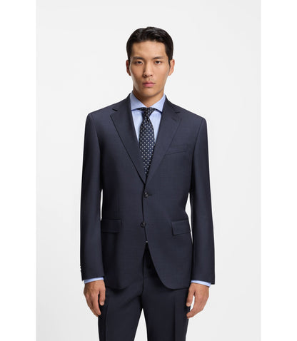 Boss Two Piece Regular Fit Suit In Virgin Wool And Silk Light Blue