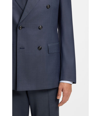Boss Two Piece Slim Fit Suit In Patterned Virgin Wool Light Blue