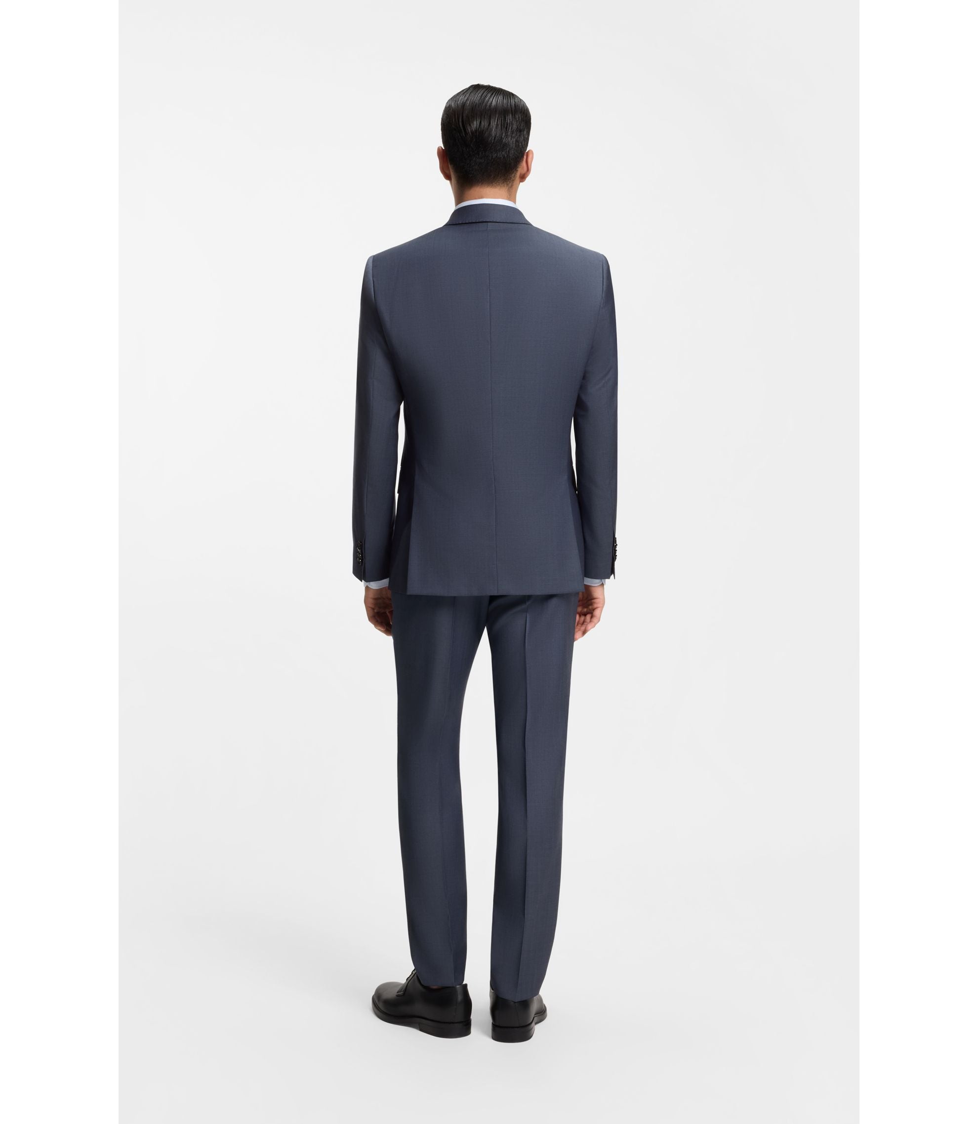 Boss Two Piece Slim Fit Suit In Patterned Virgin Wool Light Blue