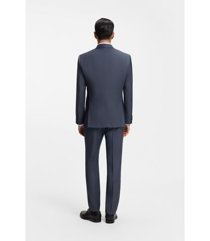 Boss Two Piece Slim Fit Suit In Patterned Virgin Wool Light Blue