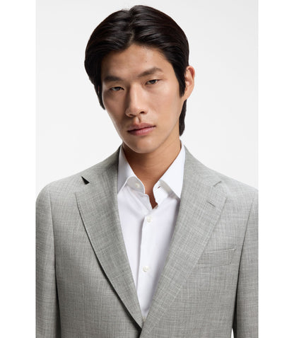 Boss Two Piece Slim Fit Suit In Cotton And Virgin Wool Silver
