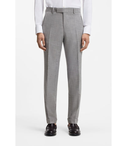 Boss Two Piece Slim Fit Suit In Cotton And Virgin Wool Silver