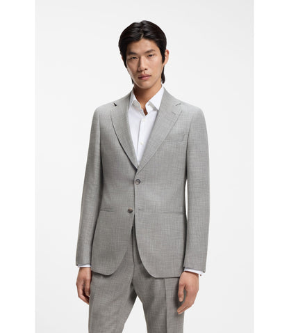 Boss Two Piece Slim Fit Suit In Cotton And Virgin Wool Silver