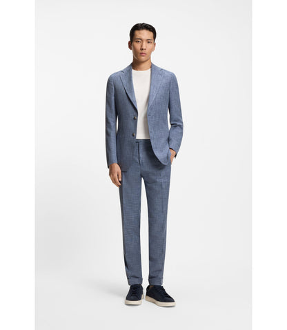 Boss Two Piece Slim Fit Suit In Cotton And Virgin Wool Light Blue