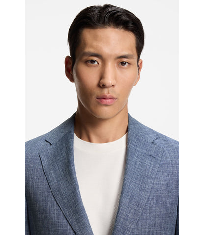 Boss Two Piece Slim Fit Suit In Cotton And Virgin Wool Light Blue