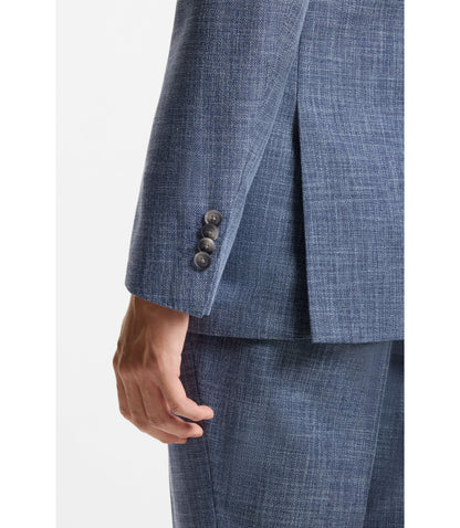 Boss Two Piece Slim Fit Suit In Cotton And Virgin Wool Light Blue