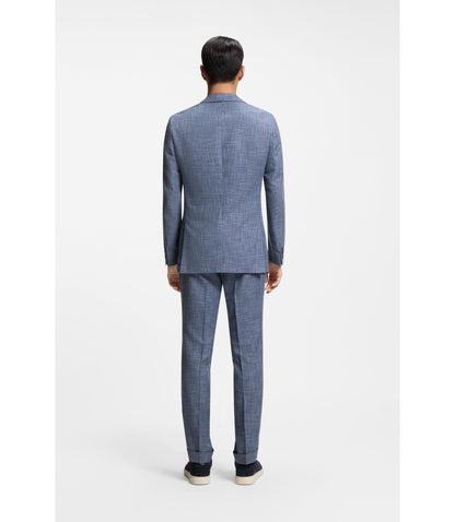 Boss Two Piece Slim Fit Suit In Cotton And Virgin Wool Light Blue